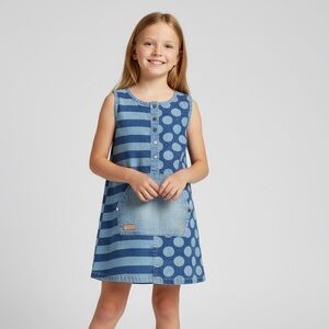 NWT Boboli - Denim Dress with Stripes and Polka Dots, seize 4